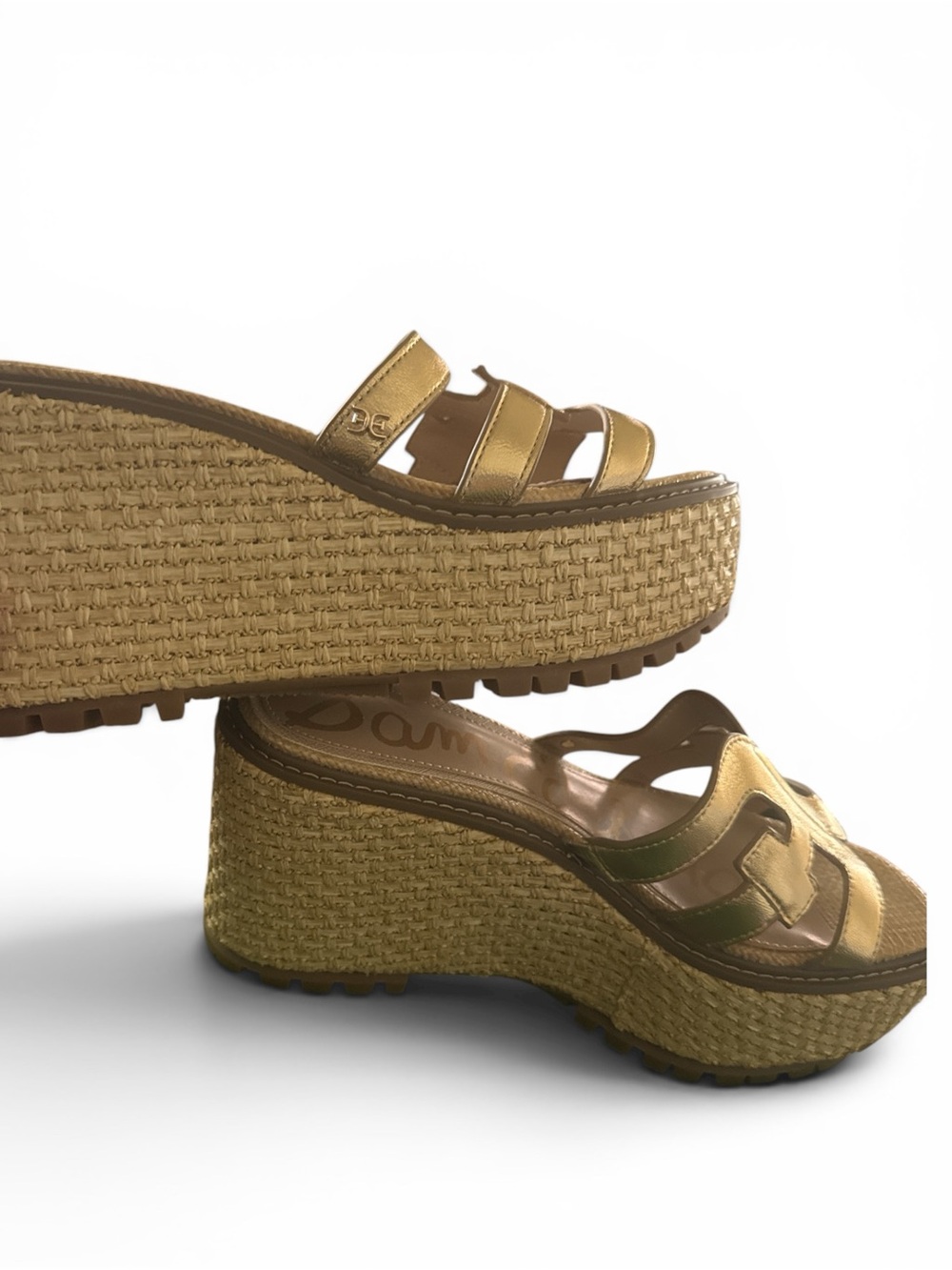 NWOB Sam Edelman Gold Wedge Slide Sandals - SZ 8.5M Women